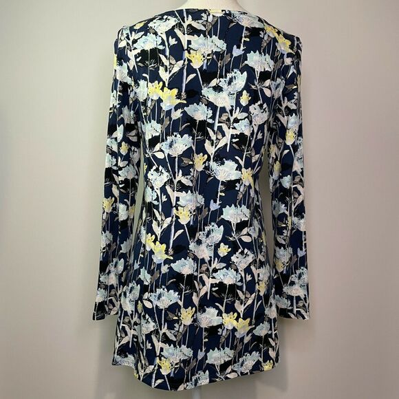 Pure Jill J. Jill Floral Tunic Modal Stretch Kangaroo Pocket Blue Women's Medium - Picture 3 of 10